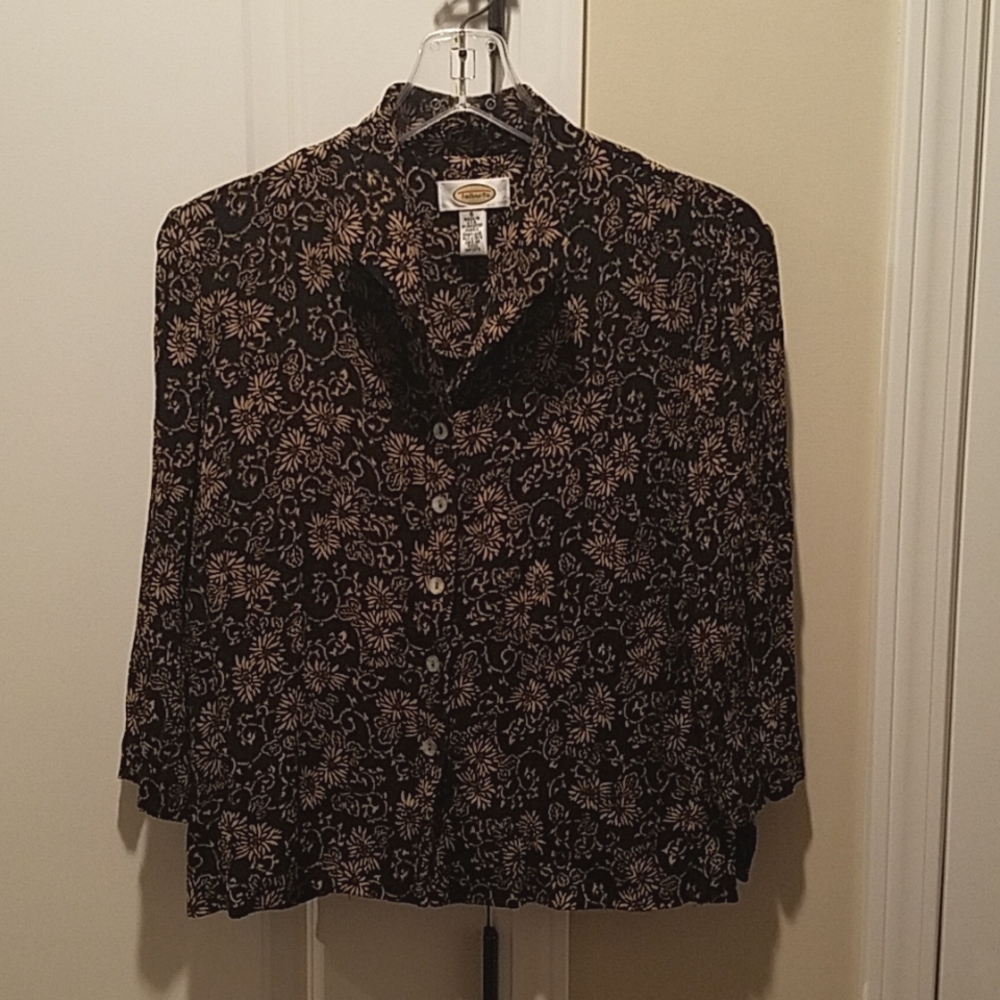 Talbots black and tan blouse